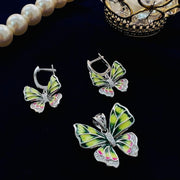 Shades of Butterfly Earrings and pendant set